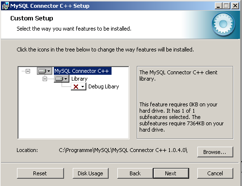Windows Installer Custom Setup
Screen