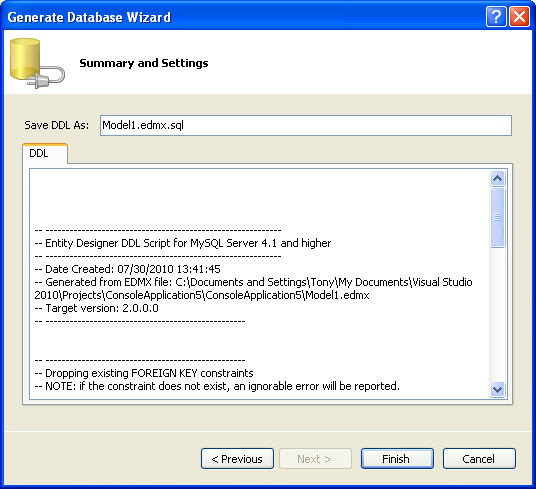 DDL T4 Template Macro - Generate Database
Wizard