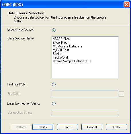 Selecting an ODBC Data Source in Crystal
 Reports