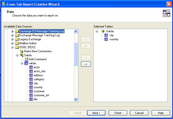 Selecting an tables in Crystal
 Reports