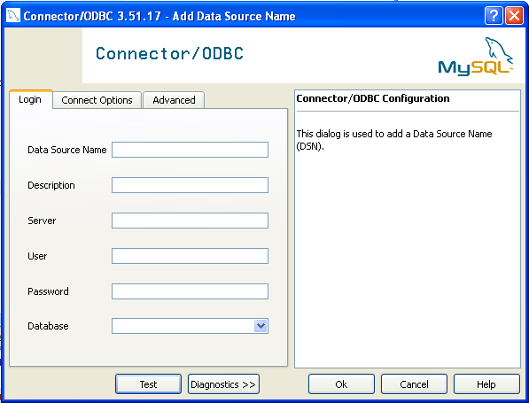 Add Data Source
 Name Dialog for Connector/ODBC 3.51.x